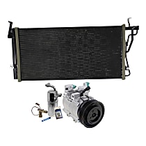 3-Piece Kit A/C Compressor, 6-Groove Pulley, includes A/C Condenser, and A/C Service Kit (A/C Expansion Valve, A/C Receiver Drier, and A/C O-Ring and Gasket Seal Kit)