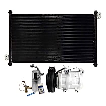 A/C Compressor Kit, 6-Groove Pulley, includes A/C Condenser, and A/C Service Kit (A/C Expansion Valve, A/C Receiver Drier, and A/C O-Ring and Gasket Seal Kit)