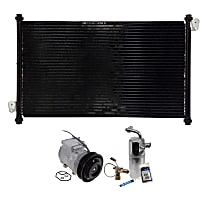 A/C Compressor Kit, 6-Groove Pulley, includes A/C Condenser, and A/C Service Kit (A/C Expansion Valve, A/C Receiver Drier, and A/C O-Ring and Gasket Seal Kit)