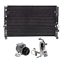 A/C Compressor Kit, 4-Groove Pulley, includes A/C Condenser, and A/C Service Kit (A/C Expansion Valve, A/C Receiver Drier, and A/C O-Ring and Gasket Seal Kit)