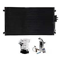 3-Piece Kit A/C Compressor, 6-Groove Pulley, includes A/C Condenser, and A/C Service Kit (A/C Expansion Valve, A/C Receiver Drier, and A/C O-Ring and Gasket Seal Kit)