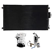 3-Piece Kit A/C Compressor, 6-Groove Pulley, includes A/C Condenser, and A/C Service Kit (A/C Expansion Valve, A/C Expansion Valve, A/C Receiver Drier, and A/C O-Ring and Gasket Seal Kit)