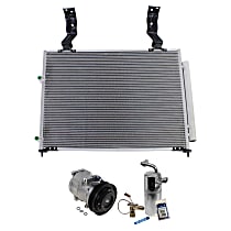 A/C Compressor Kit, 6-Groove Pulley, includes A/C Condenser, and A/C Service Kit (A/C Expansion Valve, A/C O-Ring and Gasket Seal Kit, and Drier Desiccant Element)