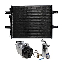 3-Piece Kit A/C Compressor, 8-Groove Pulley, includes A/C Condenser, and A/C Service Kit (A/C Accumulator, A/C Discharge and Liquid Line, and A/C O-Ring and Gasket Seal Kit)