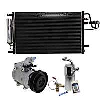 3-Piece Kit A/C Compressor Kit, 2.7L 6Cyl, With Clutch, 6-Groove Pulley,  Includes (1) A/C Compressor, (1) A/C Condenser, and (1) A/C Service Kit (A/C Expansion Valve, A/C Receiver Drier, and A/C O-Ring and Gasket Seal Kit)