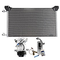 A/C Compressor Kit, Turbocharged, DIESEL, 6-Groove Pulley, includes A/C Condenser, and A/C Service Kit (A/C Accumulator, A/C Orifice Tube, and A/C O-Ring and Gasket Seal Kit)
