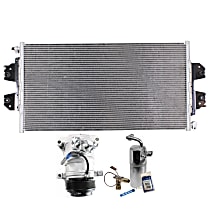 A/C Compressor Kit, 6-Groove Pulley, includes A/C Condenser, and A/C Service Kit (A/C Accumulator, A/C Orifice Tube, and A/C O-Ring and Gasket Seal Kit)