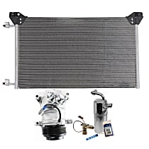 A/C Compressor Kit, Turbocharged, DIESEL, 6-Groove Pulley, includes A/C Condenser, and A/C Service Kit (A/C Accumulator, A/C Orifice Tube, and A/C O-Ring and Gasket Seal Kit)