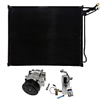 3-Piece Kit A/C Compressor Kit, 5.4L 8Cyl, GAS, With Clutch, 8-Groove Pulley,  Includes (1) A/C Compressor, (1) A/C Condenser, and (1) A/C Service Kit (A/C Accumulator, A/C Orifice Tube, and A/C O-Ring and Gasket Seal Kit)