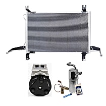 3-Piece Kit A/C Compressor, 8-Groove Pulley, includes A/C Condenser, and A/C Service Kit (A/C Accumulator, A/C Orifice Tube, and A/C O-Ring and Gasket Seal Kit)