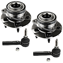 4-Piece Kit Front, Driver and Passenger Side Suspension Kit, Includes (2) Tie Rod End and (2) Wheel Hub