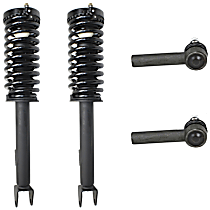4-Piece Kit Front, Driver and Passenger Side Suspension with Loaded Struts and Tie Rod Ends, Rear Wheel Drive