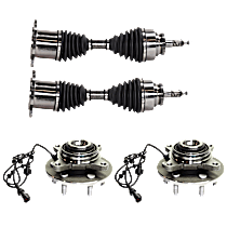 4-Piece Kit Front, Driver and Passenger Side Suspension Kit, 4WD, Supplied with Standard Neoprene Outboard Boot,  Includes (2) Axle Assembly and (2) Wheel Hub