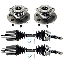 4-Piece Kit Front, Driver and Passenger Side Suspension Kit, 4WD, Production Date Up To September 12 2000, For Models With Rear ABS, Without ABS Sensor, includes (2) Axle Assembly and (2) Wheel Hub