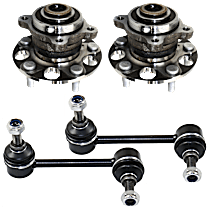 4-Piece Kit Rear, Driver and Passenger Side Suspension Kit, includes (2) Sway Bar Link and (2) Wheel Hub
