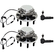 Front, Driver And Passenger Side Suspension Kit, Includes Tie Rod End And Wheel Hub