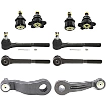 10-Piece Kit Front Suspension Kit, Without Bracket, includes (4) Ball Joint, (1) Idler Arm, (1) Pitman Arm, and (4) Tie Rod End