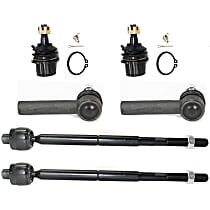 6-Piece Kit Front, Driver and Passenger Side Suspension Kit, includes (2) Ball Joint and (4) Tie Rod End