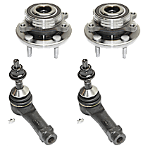 4-Piece Kit Front, Driver and Passenger Side Suspension Kit, includes (2) Tie Rod End and (2) Wheel Hub