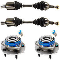 4-Piece Kit Front, Driver and Passenger Side Suspension Kit, FWD, Steel Wire Clip - Bearing Flange Mounting Holes Threaded, includes (2) Axle Assembly and (2) Wheel Hub