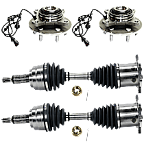 4-Piece Kit Front, Driver and Passenger Side Suspension Kit, 4WD, With Front Coil Spring,  Includes (2) Axle Assembly and (2) Wheel Hub