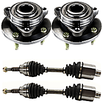 4-Piece Kit Front, Driver and Passenger Side Suspension Kit, Non-ABS, FWD, Automatic Transmission, 4-Speed, includes (2) Axle Assembly and (2) Wheel Hub