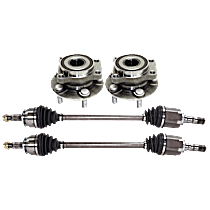 4-Piece Kit Front, Driver and Passenger Side Suspension Kit, Supplied with Standard Neoprene Outboard Boot, includes (2) Axle Assembly and (2) Wheel Hub