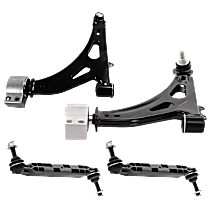 4-Piece Kit Front, Driver and Passenger Side, Lower Control Arm, includes (2) Control Arm and (2) Sway Bar Link