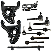 10-Piece Kit Front, Driver and Passenger Side, Upper and Lower, Inner and Outer Control Arm, RWD, includes (1) Ball Joint, (2) Control Arm, (2) Sway Bar Link, (1) Tie Rod Adjusting Sleeve, and (4) Tie Rod End