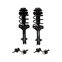 4-Piece Kit Front, Driver and Passenger Side Fully Loaded Strut, Excludes Load Leveling Suspension,  Includes (2) Shock Absorber and Strut Assembly and (2) Sway Bar Link