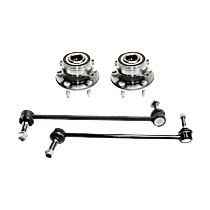 4-Piece Kit Front and Rear, Driver and Passenger Side Wheel Hub, 5 Lugs, With Bearing, includes (2) Tie Rod Ends, (2) Wheel Bearings, and (2) Wheel Hubs