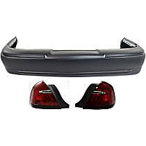 3-Piece Kit Rear Primed Bumper Cover, Sedan,  Includes (1) Bumper Cover and (2) Tail Light