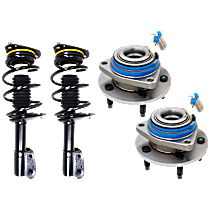 4-Piece Kit Front, Driver and Passenger Side Suspension Kit, Includes (2) Shock Absorber and Strut Assembly and (2) Wheel Hub