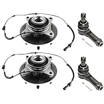 4-Piece Kit Front, Driver and Passenger Side Suspension Kit, Four Wheel Drive,  Includes (2) Tie Rod End and (2) Wheel Hub