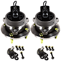Front, Driver and Passenger Side Wheel Hub, 4 Lugs, With Bearing, With Sensor