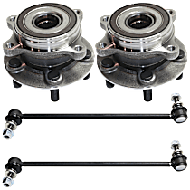 4-Piece Kit Front Suspension Kit, Includes (2) Sway Bar Link and (2) Wheel Hub