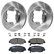 4-Piece Kit Front Brake Disc and Pad Kit, Plain Surface, 4 Lugs, Ceramic, Coupe, DX, 2.2L 4Cyl,  Includes (2) Brake Disc and (1) Brake Pad Set