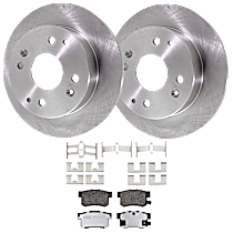 Rear Brake Disc and Pad Kit, 2-Wheel Set, Plain Surface, 4 Lugs, Ceramic, includes Brake Disc and Brake Pad Set