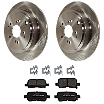 4-Piece Kit Rear Brake Disc and Pad Kit, Plain Surface, 5 Lugs, Ceramic,  Includes (2) Brake Disc and (1) Brake Pad Set