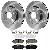 4-Piece Kit Front Brake Disc and Pad Kit, Plain Surface, 5 Lugs, Ceramic, Base, 2.3L 4Cyl,  Includes (2) Brake Disc and (1) Brake Pad Set