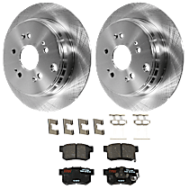 Rear Brake Disc and Pad Kit, Plain Surface, 5 Lugs, Ceramic