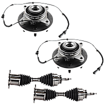 4-Piece Kit Front, Driver and Passenger Side Suspension Kit, 4WD, With 6 Stud Hub, Supplied With Standard Neoprene Outboard Boot,  Includes (2) Axle Assembly and (2) Wheel Hub