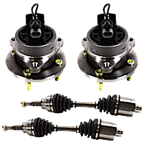 4-Piece Kit Front, Driver and Passenger Side Suspension Kit, 4-Wheel ABS, with 4 Stud Hub, includes (2) Axle Assembly and (2) Wheel Hub