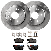 Rear Brake Disc and Pad Kit, Plain Surface, 5 Lugs, Ceramic