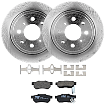 KIT-062224-65 Rear Brake Disc and Pad Kit, 2-Wheel Set, Plain Surface, 4 Lugs, Ceramic, includes Brake Disc and Brake Pad Set