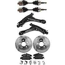 8-Piece Kit Front, Driver and Passenger Side Axle Assembly,  Standard Duty Replacement, New, 2.4L 4Cyl Automatic, Transaxle,  Includes (2) Axle Assembly, (2) Brake Disc, (1) Brake Pad Set, and (2) Control Arm