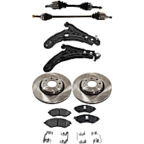 7-Piece Kit Front, Driver and Passenger Side Axle Assembly, Automatic Transmission, Includes Brake Discs, Brake Pad Sets, and Control Arms