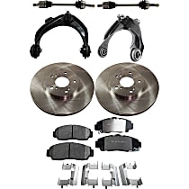 8-Piece Kit Front, Driver and Passenger Side Axle Assembly, New, Includes (2) Axle Assembly, (2) Brake Disc, (1) Brake Pad Set, and (2) Control Arm