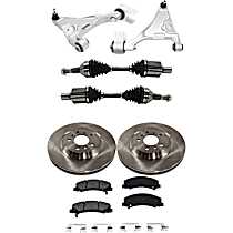 8-Piece Kit Front, Driver and Passenger Side, Lower Control Arm Kit, includes (2) Axle Assembly, (2) Brake Disc, (1) Brake Pad Set, and (2) Control Arm