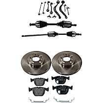 7-Piece Kit Front, Driver and Passenger Side, Upper and Lower Control Arm with Axle Assembly, Brake Discs, and Brake Pad Set